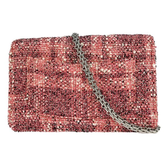 Chanel Pink Tweed Mademoiselle Lock Classic WOC Wallet On Chain - Picture 2 of 10